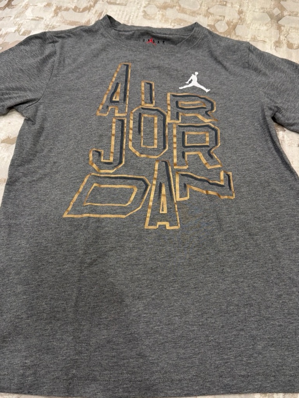 Jordan Gray Short Sleeve Tee with Gold Logo